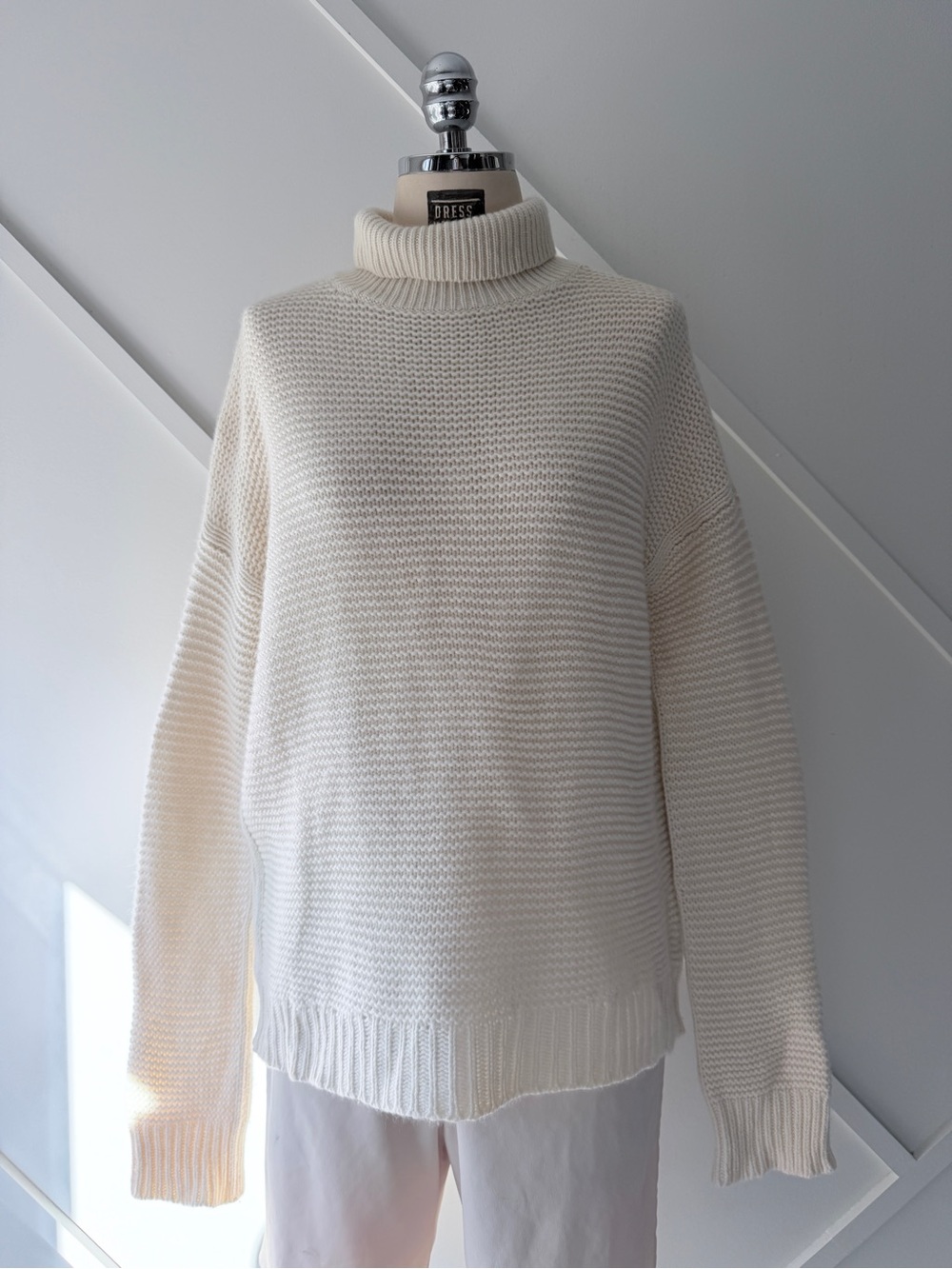 Vince Ivory Wool Cashmere Textured Turtleneck Sweater XS
